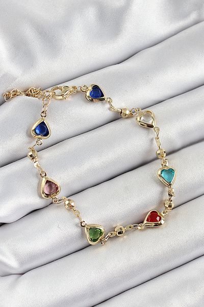 callerrons accessories Brass Assortment Heart Model Gold Color Zircon Stone Women's Bracelet - Ebj250605W34560