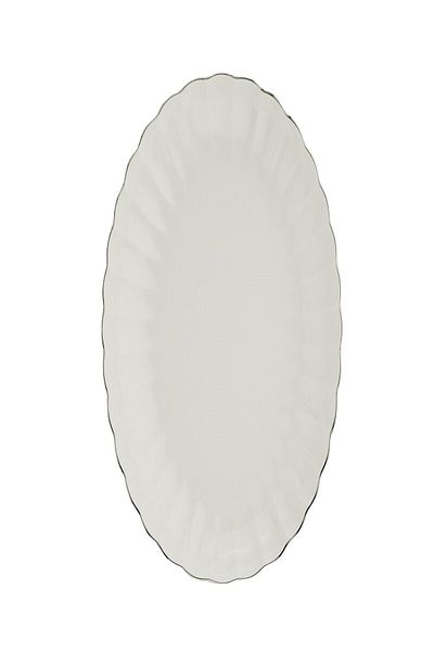 Kütahya Porselen Bone Luz Platinum Mesh Boat Plate 24X17Cm Single Bnlzf24Ky220