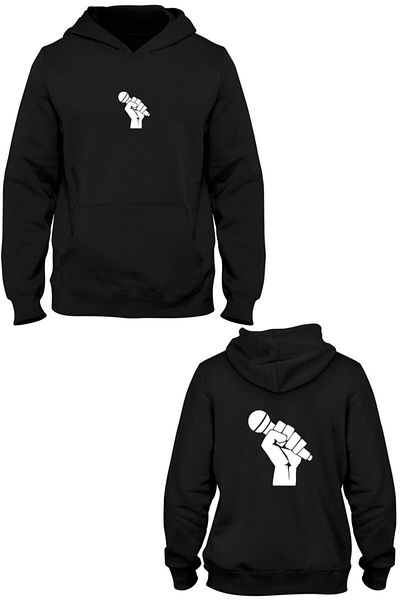 Pisa Art Hooded Sweatshirt with Microphone Front and Back Printed Kangaroo Pocket Bll2567