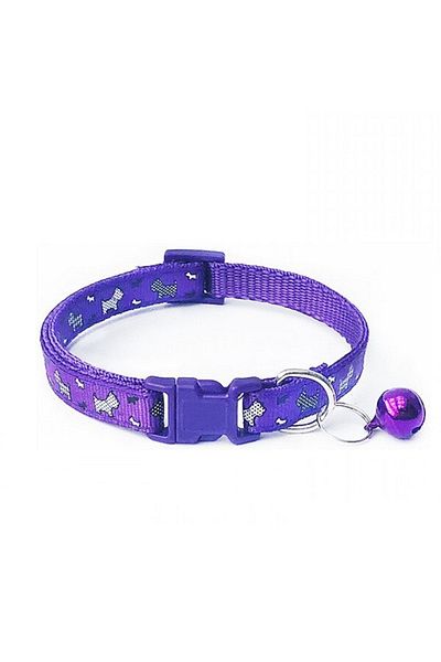 Ropet Adjustable collar with bell for dogs and cats, 18-32cm/1cm, Print, Purple, Ropet