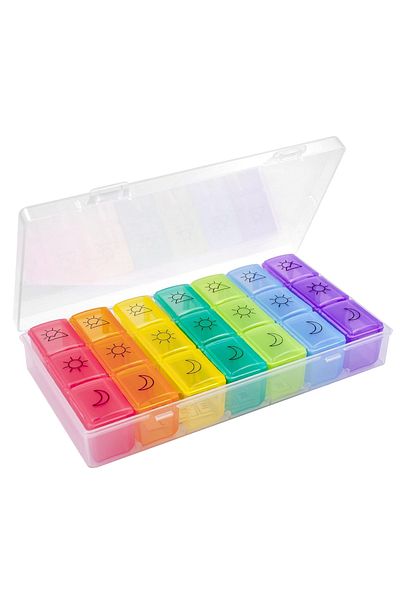 Teno Teno® Medicine Organizer Box, pills and vitamins, 7 days, 20 x 11 cm, multicolor
