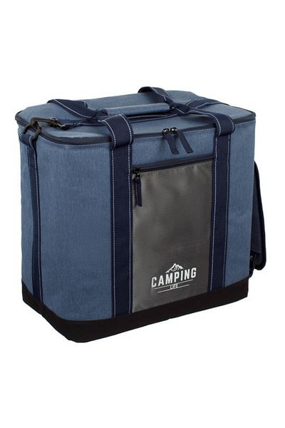 OEM Thermal insulated bag for beach/camping, 2 pockets, blue-gray, 40x24x28cm, 26 liters