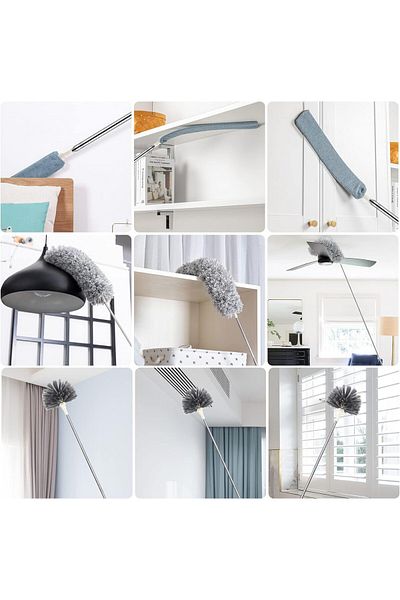PhilaeEC Extendable Mop, 4 Pieces, Stainless Steel/microfiber, Silver/gray, 75-250 Cm
