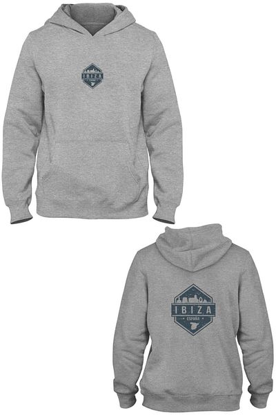 Pisa Art Ibiza Front Back Printed Kangaroo Pocket Hooded Sweatshirt Bll2250