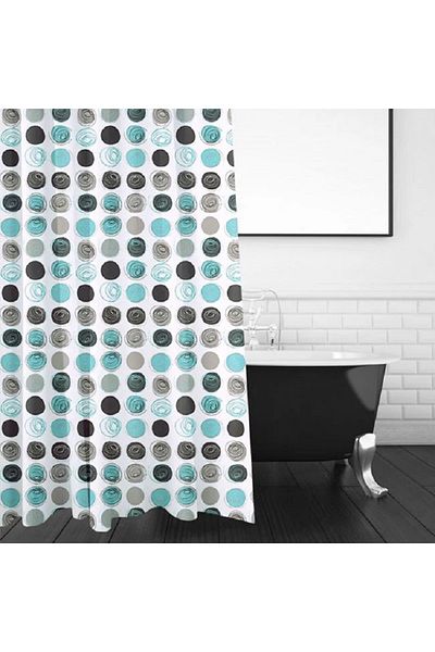 OEM Perdea de dus PEVA, dimensiune 180x180 cm, model Cercuri