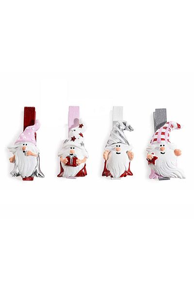 Decorer Set of 24 Santa Claus decorations with clips 2.5x4.5 cm