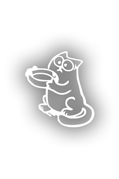 Reysa Tasarım Funny Cat Car Sticker 17X17 cm White