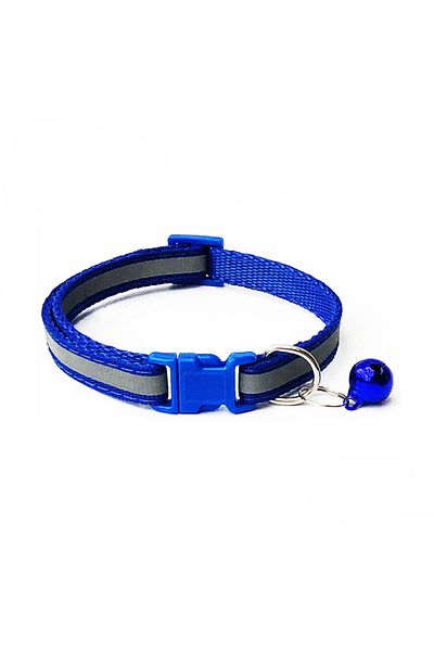 Ropet Adjustable collar with bell for dogs and cats, 18-32cm/1cm, reflective, Blue, Ropet
