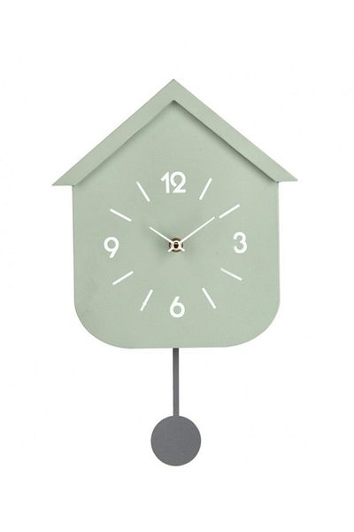 Bizzotto Green Wall Clock with Pendulum Home 24x5.5x37.5 cm