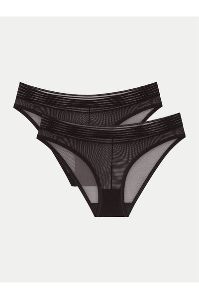 Triumph Women's Set of 2 pairs of classic briefs 10218591 TEMPTING SHEER HIGHLEG TAI 2P Black