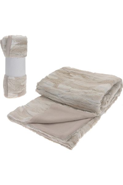 Excellent Houseware Micro plush blanket 130 x 150 cm cream