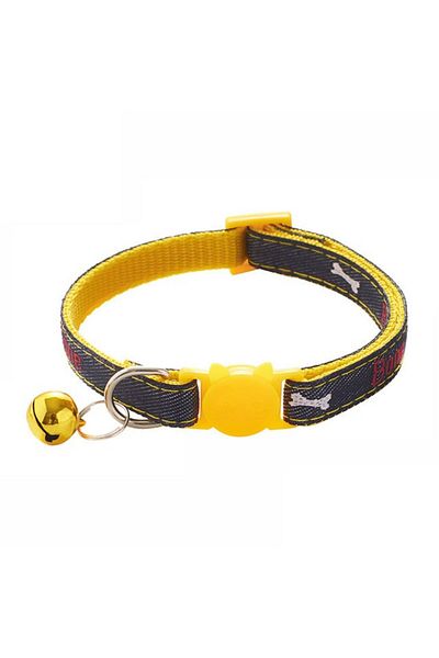 Ropet Adjustable cat collar with buckle, for cats, with bell, 26cm, Yellow, Ropet