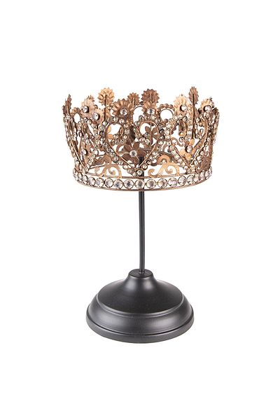 Clayre & Eef Decoration Crown metal black copper 15x25 cm
