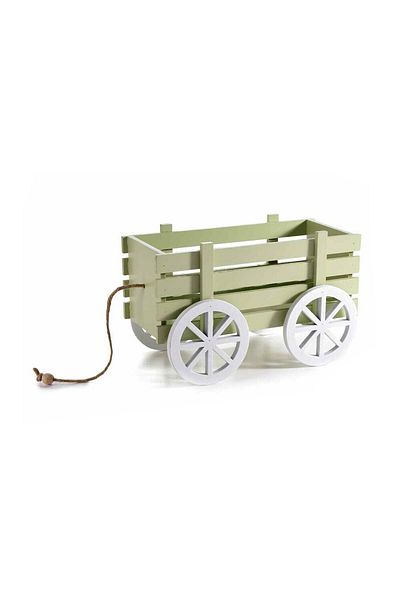Decorer Decorative Wooden Cart Green 23.5x12.5x14.5 cm