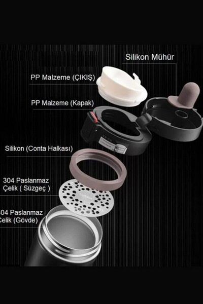 Lexi Bella Keep Warm Cold up to 12 Hours Double Layer White Mug Thermos with Filter 380 ml Camping Thermos Sus 304