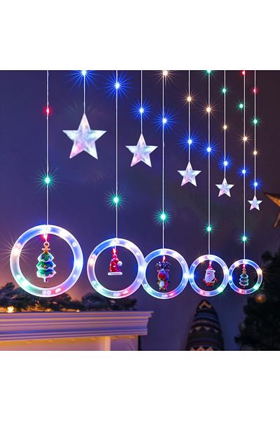 Teno Teno® Curtain Christmas Installation, 4 m, 8 light effects, multicolor