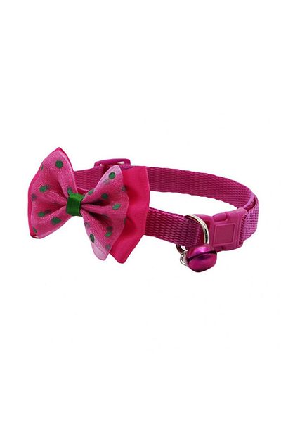 Ropet Adjustable collar with bow for dogs and cats, 22-33cm/10mm, Pink, Ropet