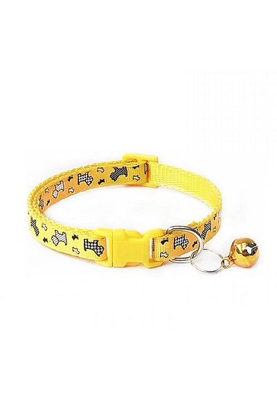 Ropet Adjustable collar with bell for dogs and cats, 18-32cm/1cm, Print, Yellow, Ropet