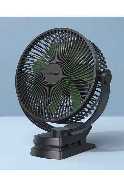 Generic 10000 mAh 8.5 Inch Clip-on Fan, Rechargeable Battery Operated Portable Fan with 4 Speeds, Quiet, USB