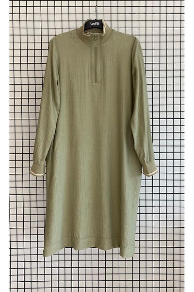 Armine Trend New Season Half Zip Sleeves and Ribbed Collar Tunic
