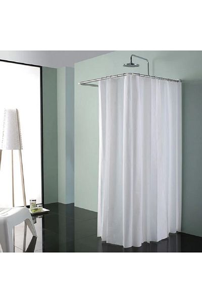 OEM Perdea de dus alba din PEVA, dimensiune 180x180 cm, prindere cu 12 inele