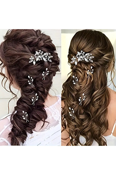 Eva Flore 5 Pieces of Stone Hairpins for Brides, Hair Accessory Hairpin, Bun Clip