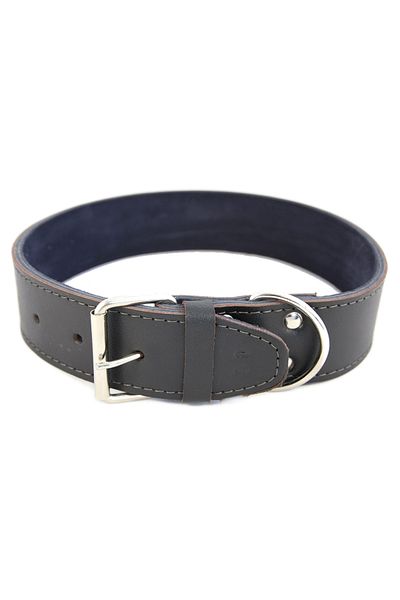 Ropet Zgarda pentru caine din piele naturala, dublata, 70cm x 40mm, Negru, Ropet