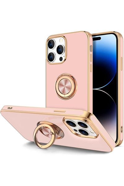 Generic Phone Case For iPhone 14 Pro Max 360°Rotatable Ring Holder Magnetic Kickstand , Girl Women Boy