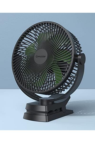 Generic 10000 mAh 8.5 Inch Clip-on Fan, Rechargeable Battery Operated Portable Fan with 4 Speeds, Quiet, USB