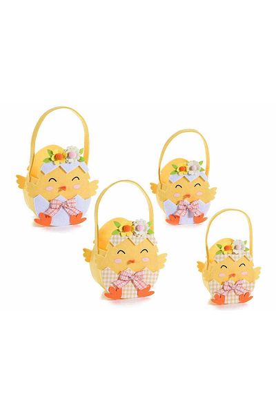 Decorer Set of 4 Easter Chicks bags 16x9x24 cm, 12.5x8x19 cm