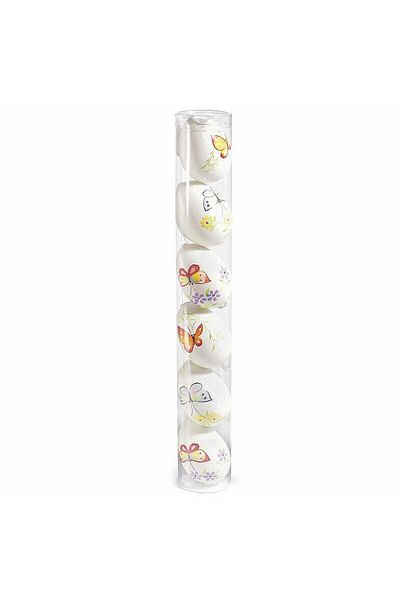 Decorer Set of 6 multi-colored plastic hanging decorative eggs 4x6 cm