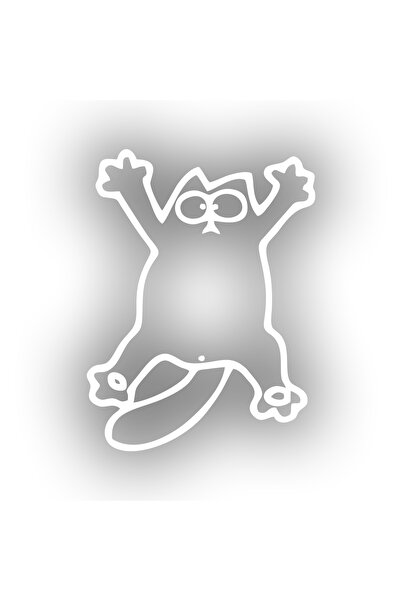 Reysa Tasarım Funny Cat Car Sticker 17X17 cm White