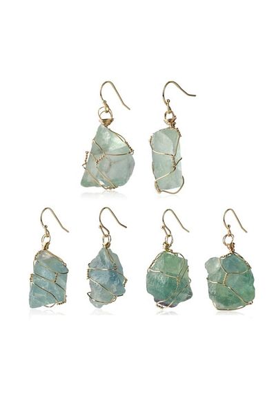 animis beauty Green Fluorite Earrings made from natural semi-precious raw stones