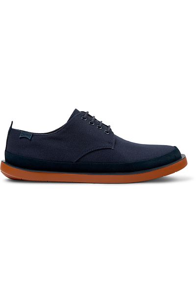 CAMPER Men's Casual Blue Nubuck Shoes with Hook and Loop, Durable, Comfortable, Recycled Insole Wagon