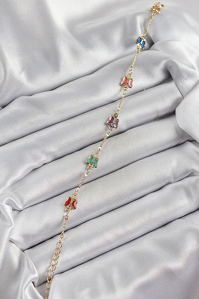 callerrons accessories Brass Gold Color Mixed Color Butterfly Zircon Stone Women's Bracelet - Ebj250605W34580