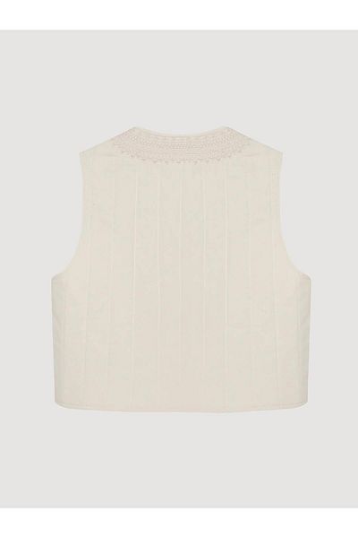 Coral Embroidery Detailed Vest Natural