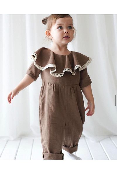 Zelhankids Girl's Muslin Fabric Jumpsuit (with Bag)