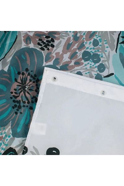 OEM Perdea dus PEVA, dimensiune 180x180 cm, prindere 12 inele, Flori si randunele