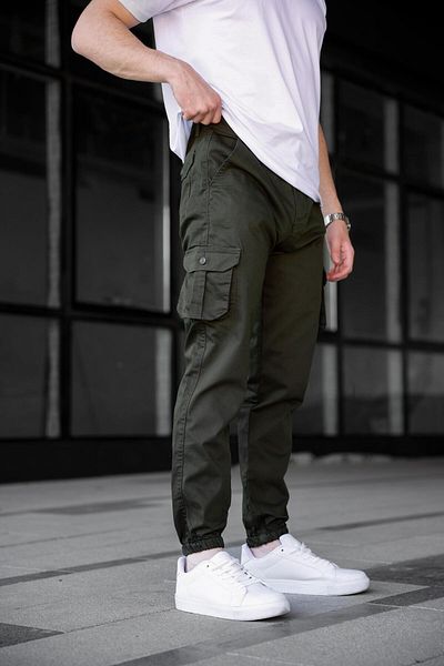 Pobudo Cargo Pocket Gabardine Fabric Khaki Color Men's Trousers
