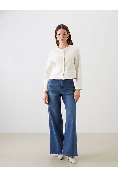 LC Waikiki Kurtka damska LCWAIKIKI Classic Crew Neck Bow Detail