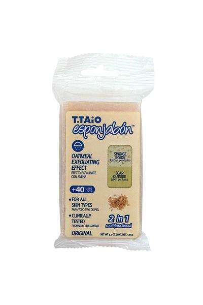 Esponjabon 2 in 1 Bath sponge and built-in soap, with oatmeal, exfoliating effect, Esponjabon, 120 gr