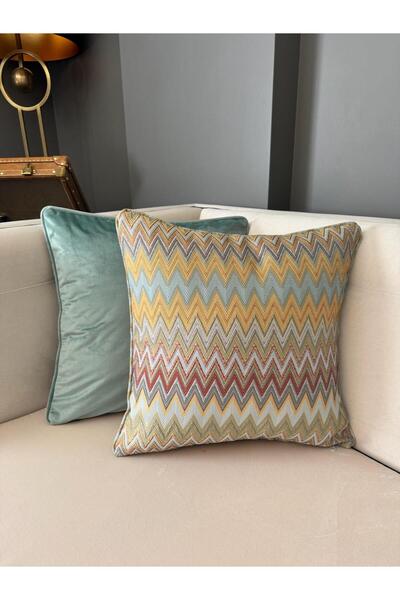 ref crea Marea Zigzag Patterned Woven Throw Pillow Case Mustard