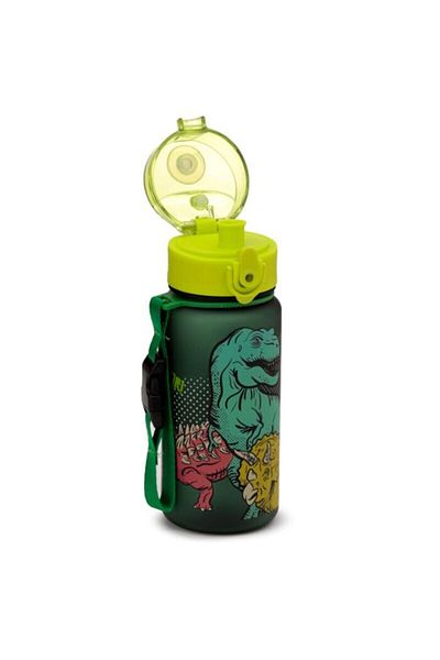 Puckator Pop top water bottle, for children, Dinosauria, impact resistant, Ecozen, BPA free, 350 ml