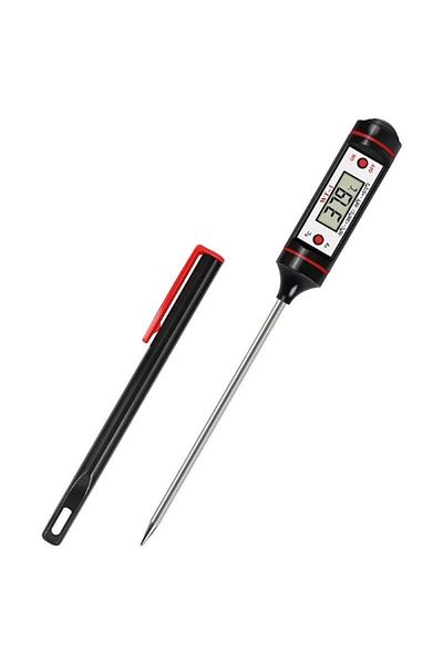 HOZRO Digital Thermometer HOZRO for Food and Liquids - Auto Shut Off - LCD Screen - 23 cm Length - Black