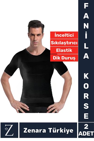 Zenara Gynecomastia Erect Posture Chest Belly Tightening Firming Ultra Flexible Men's Undershirt Corset 2 Pieces