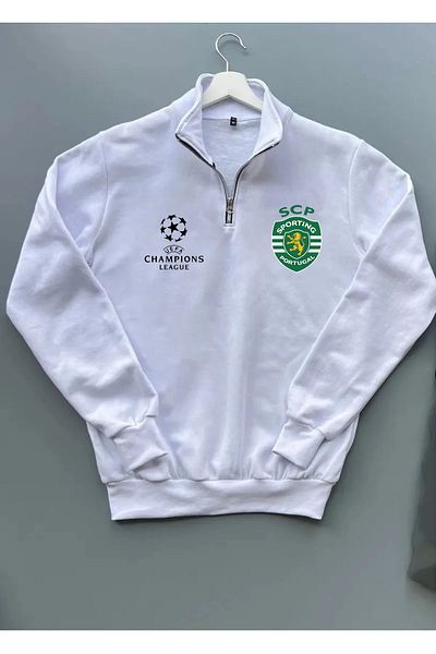 Pisa Art CHAMPIONS LEAGUE SPORTING LISBON STAND COLLAR SWEATSHIRT UNISEX CUSTOM DESIGN