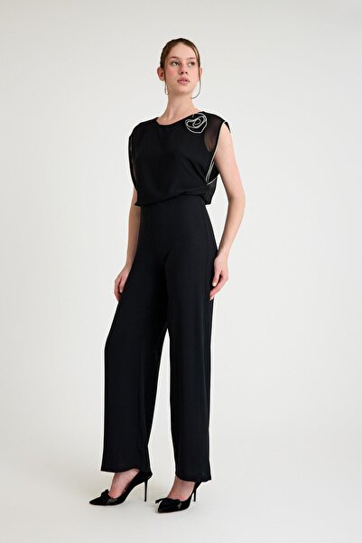 SpringStore Siyah Sırt Dekolteli Tulum