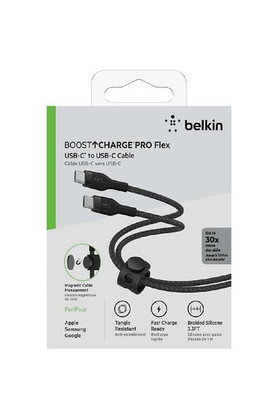 Belkin كابل Boost Charge Pro Flex USB-C إلى USB-C للمزامنة والشحن بطول 1.00 متر (3.28 قدم)