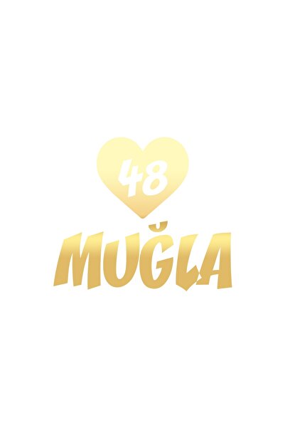 Reysa Tasarım ملصق سيارة كارد 48 موغلي مع قلب مقاس 17x17 سم ذهبي