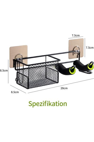 Wanglaism hair dryer holder, metal/sponge, black/green, 28 x 8.5 x 8.5 cm